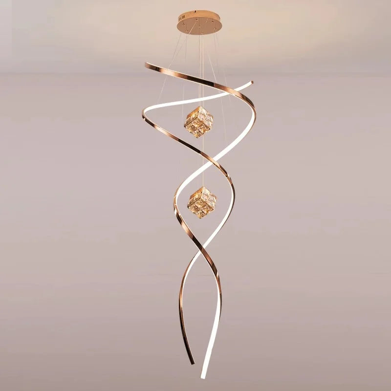 Axyaa Staircase Chandeliers LED Pendant Light Lamps for Living Room Eco-Friendly Lighting