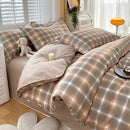 Axyaa Blue & White Grid 4-Piece Bed Sheet Set, Thickened Material