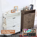 Axyaa Farmhouse Shoe Storage Cabinet with Drawers and Open Shelves for Entryway