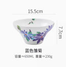 Axyaa 6-inch High Feet Noodle Bowl: Porcelain Ceramic Soup Bowl with Anti-scalding Rim