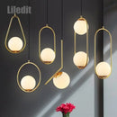 Axyaa Metal Pendant Lights Glass Ball Nordic Decor Hanging Lamp