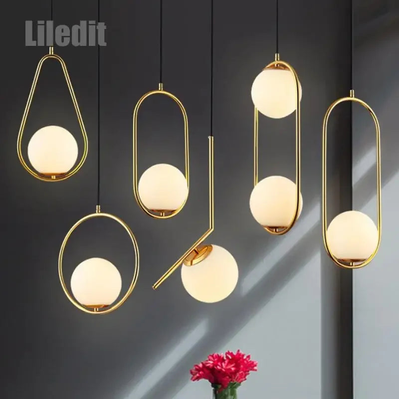 Axyaa Metal Pendant Lights Glass Ball Nordic Decor Hanging Lamp