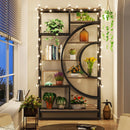 Axyaa 71" Geometric Bookcase, 8-Tier Rustic Bookshelf with Metal Frame