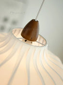 Axyaa Nordic Wood Fabric Chandelier, Wabi Sabi White Pendant Light