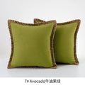 Axyaa Burlap Linen Trimmed Throw Pillow Covers for Farmhouse Decor