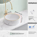 Axyaa Marble Patterned Circular Gold-Edged Ceramic Bathroom Sink