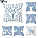 Axyaa Reindeer Print Cushion Cover: Nordic Modern Geometric Design for Home Sofa.