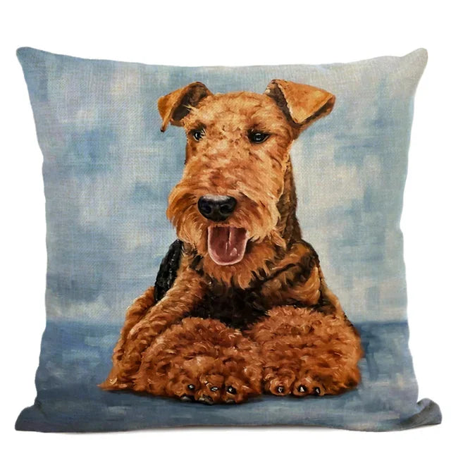 Cute Bulldog Hand-Painted Linen Pillowcase by Axyaa Teddy Collection