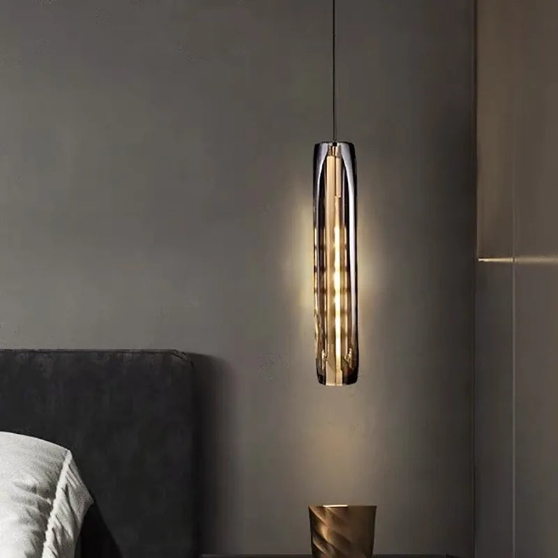Axyaa Clear Glass LED Pendant Lights Modern Minimalist Hanging Lamp