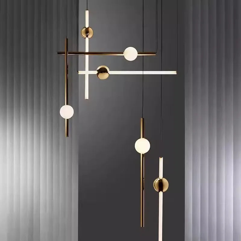 Axyaa Minimalist Modern Art Line Chandelier for Restaurant and Exhibition Hall