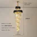 Axyaa Crystal Long Chandelier: Luxury Modern Black/Gold Fixture for Villa Living Room Staircase