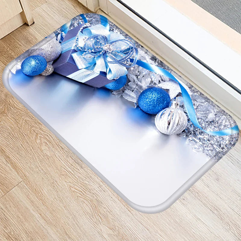 Axyaa Christmas Balls Tree Printed Door Mat Non-Slip Floor Carpet)((((