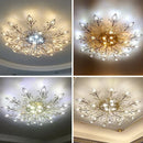 Axyaa Black Gold Leaves Crystal Ceiling Lamp | Modern Nordic LED Ceiling Light