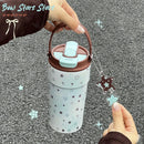 Axyaa Star Thermos Bottle 500ml Cute Kawaii Stainless Steel Ceramic Coffee Cup