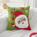 Embroidery Christmas Throw Pillowcase Elk Red Decoration Square Pillowcases by Axyaa