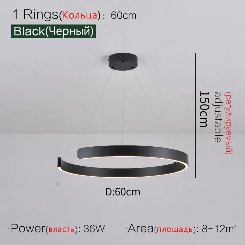 Axyaa Circular C-shaped Pendant Light for Modern Living Room & Dining Room