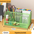 Mesh Desk Organizer Pen Holder by Axyaa Large Capacity Metal Desktop Storage