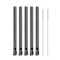 Axyaa 304 Stainless Steel Reusable 5Pcs Bubble Tea Straw Set with Brush and Spoon