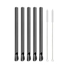 Axyaa 304 Stainless Steel Reusable 5Pcs Bubble Tea Straw Set with Brush and Spoon
