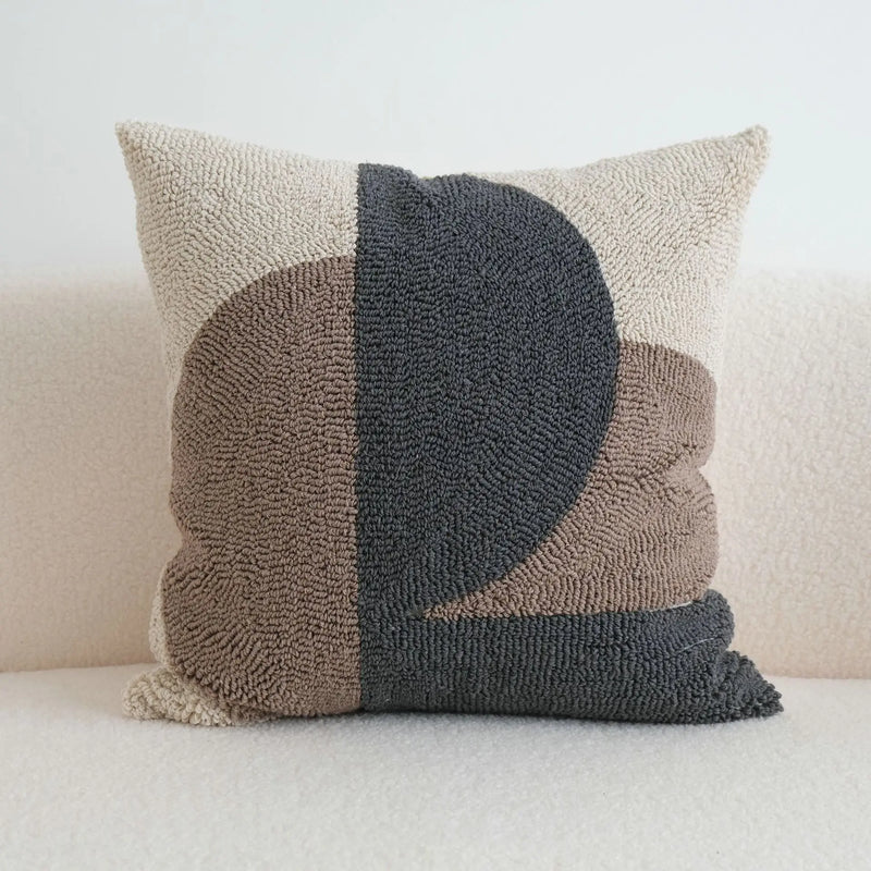 Axyaa Tufted Block Cushion Cover - Beige Black Brown Grey Modern Home Decor