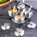 Axyaa Steel Seasoning Jars Set : Spice Container Condiment Bowls Sugar Salt Bowl