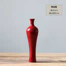 Axyaa Chinese Style Red Ceramic Vase Set Zen Tea Mat Decorative Flower Arrangement