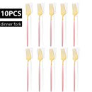 Axyaa White Gold Stainless Steel Dinner Fork Set - 10Pcs Flatware Cutlery Party Kitchen