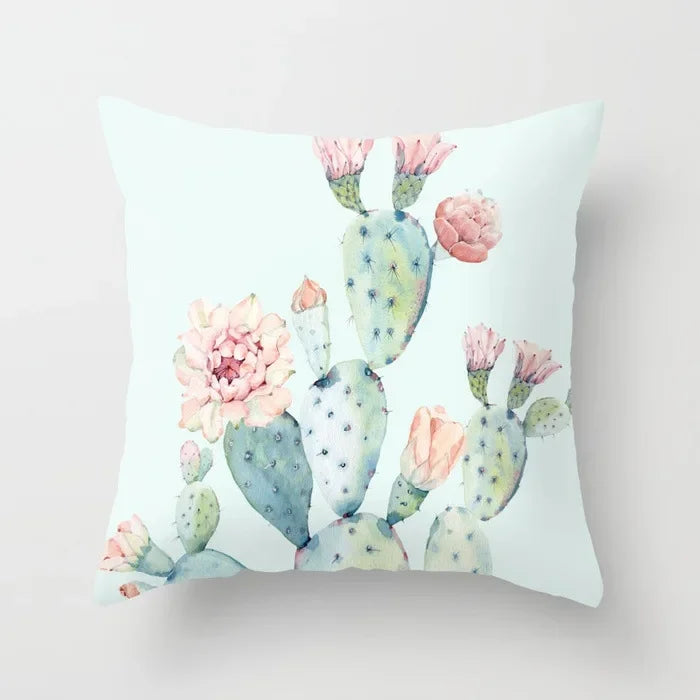 Tropical Cactus Summer Plants Pattern Cushion Cover for Axyaa Home Decor