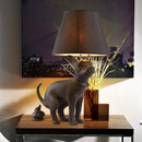 Axyaa Resin Dog Floor Lamp with Fabric Shade - Artistic LED Lighting for Living Room
