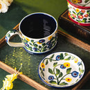 Axyaa Camellia Flower Ceramic Coffee Mug with Lid