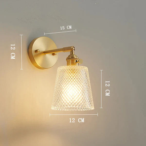 Axyaa Clear Glass LED Wall Lights Copper Pull Chain Switch Modern Wandlamp