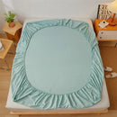 Axyaa Solid Color Cotton Fitted Bed Sheet for Single Double King Queen Bed