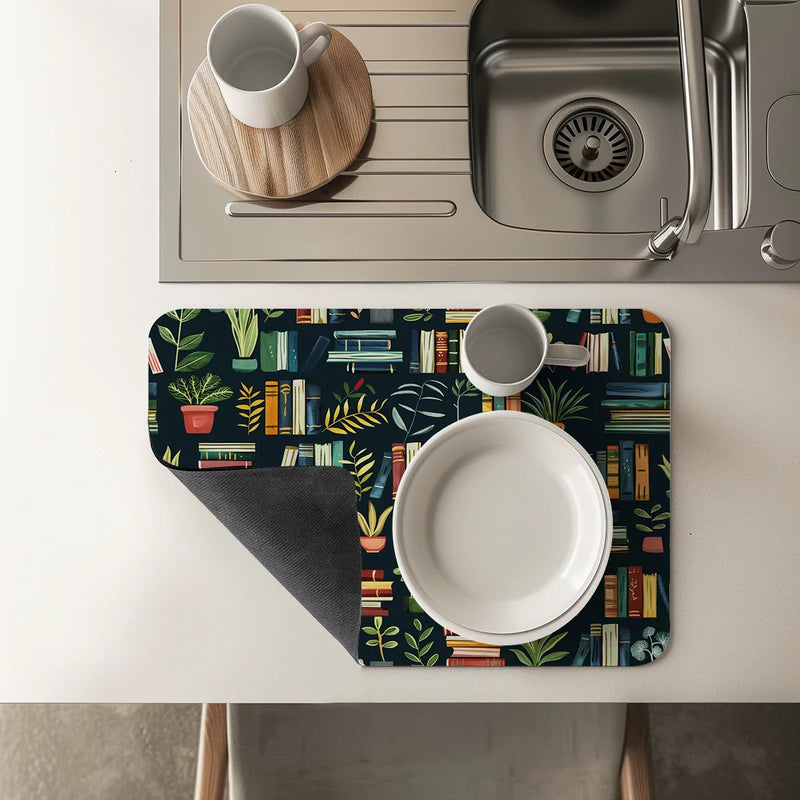 Axyaa Watercolor Drain Pad: Non-slip Dish Drying Mat for Kitchen Counters