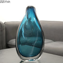 Axyaa Ocean Blue Glass Vase: Artificial Flower Room Decor