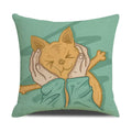 Funny Cats Print Pillow Case for Home Decor by Axyaa: 45x45cm Linen Cover