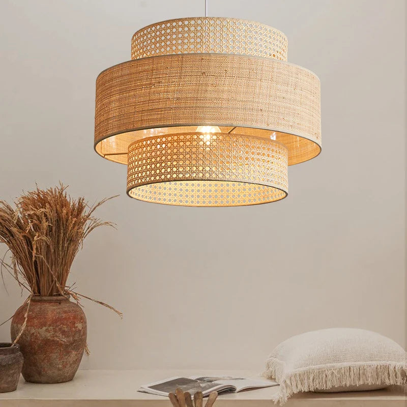 Axyaa Bamboo Pendant Lamps - Handmade Wabi Sabi Style for Creative Living Rooms