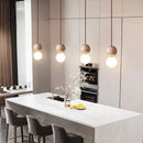 Axyaa Travertine Stone Pendant Lamp with Glass Ball for Bedroom and Dining Room