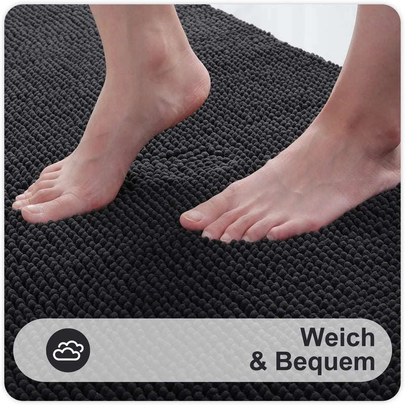 Axyaa Chenille Bathroom Mat Soft Bath Rug Absorbent Non-Slip Washable