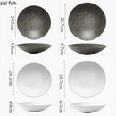 Axyaa Stone Patterned Ceramic Soup, Salad, Pasta Plate Set