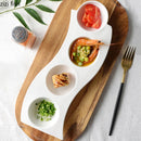 Axyaa White Ceramic 4-Grid Snack Bowl Set for Creative Tableware and Molecular Cuisine