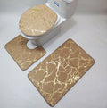 Axyaa Geometric Print Gold Rugs Set for Bedroom, Living Room, Bathroom