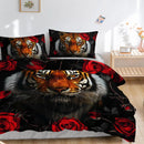 Axyaa Tiger 3D Print Comforter And Duvet Cover Set - Wild Animals Room Decor