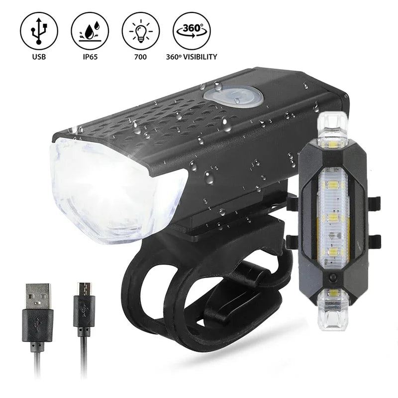 Axyaa Bike Light Set: USB Rechargeable Headlights & Taillights for Riding Safety
