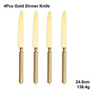 Axyaa Gold Cutlery Set Stainless Steel Mirror Sliver Fork Spoon Western Double Sided Pattern