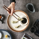 Axyaa Ceramic Dumpling Plate with Vinegar, Round Grid, Household Cold Dish
