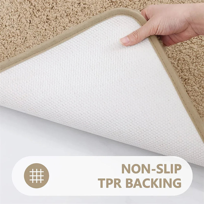 Axyaa Plush Microfiber U-Shaped Bathroom Mat Soft Absorbent Non-Slip Toilet Rugs