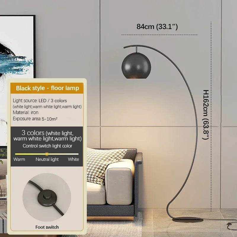 Axyaa Nordic Retro Yellow LED Floor Lamp for Modern Living Room and Bedroom