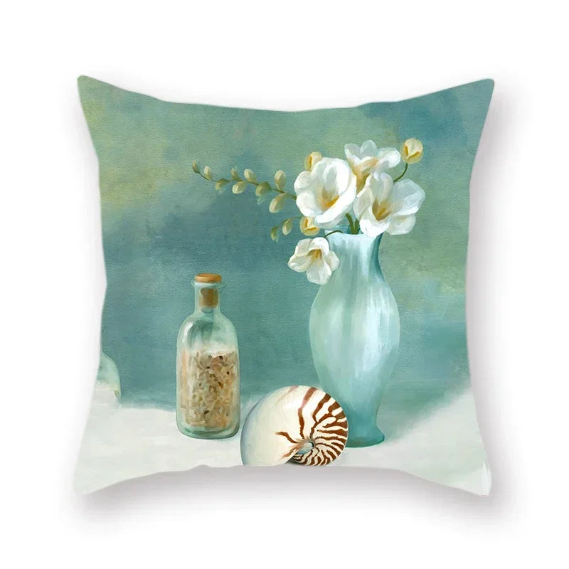 Purple Rose Vase Decorative Pillow Cover 45x45cm by Axyaa