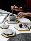 Axyaa Jadeite Marble Placemat Coaster Set for Stylish Table Decoration