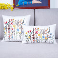 Axyaa Spring Floral Cotton Embroidery Pillow Cover in 30x50cm and 45x45cm